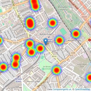 Chard - Fulham listings heatmap