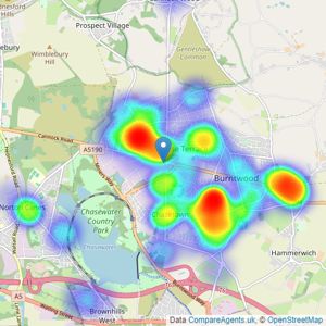 Chariot Estates - Burntwood listings heatmap