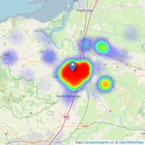 Charles Dickens Estate Agents - Bridgwater listings heatmap