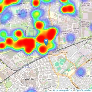 Charles Harding Estate Agents - Gorse Hill listings heatmap