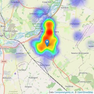 Charles Orlebar Estate Agents - Rushden listings heatmap