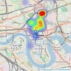 Chase Evans - Canary Wharf listings heatmap