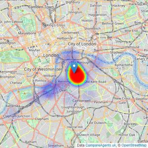 Chase Evans - Elephant and Castle listings heatmap