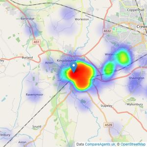 Cheshire Lamont - Nantwich listings heatmap