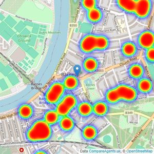 Chestertons Estate Agents - Barnes Village listings heatmap