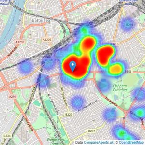 Chestertons Estate Agents - Battersea listings heatmap