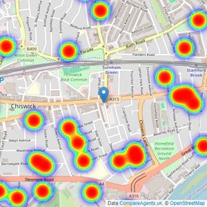 Chestertons Estate Agents - Chiswick listings heatmap