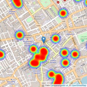 Chestertons Estate Agents - Covent Garden listings heatmap