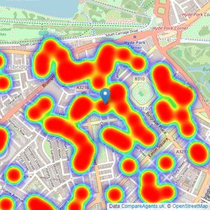 Chestertons Estate Agents - Knightsbridge listings heatmap