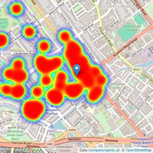 Chestertons Estate Agents - Little Venice listings heatmap