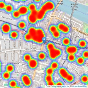 Chestertons Estate Agents - Putney listings heatmap