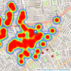 Chestertons Estate Agents - South Kensington listings heatmap