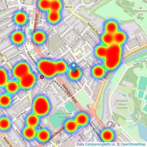 Chestertons Estate Agents - St. John's Wood listings heatmap