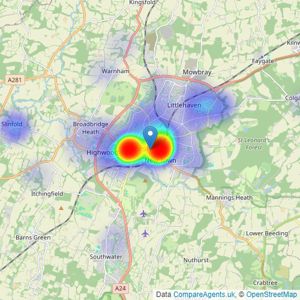 Chesworths Estate Agents - Horsham listings heatmap