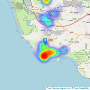 Chris Abraham Estate Agent - Powered by eXp UK, Porthcawl listings heatmap