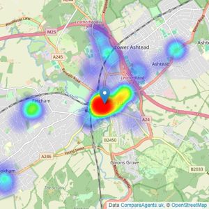 Christies Residential - Leatherhead listings heatmap