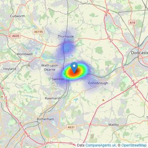 Churchills Estate Agents - Mexborough listings heatmap