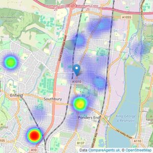 Church's - Enfield listings heatmap