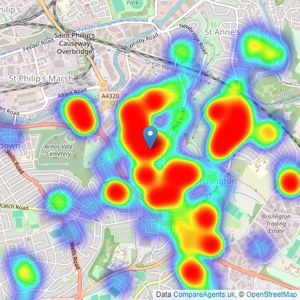 CJ Hole - Brislington listings heatmap