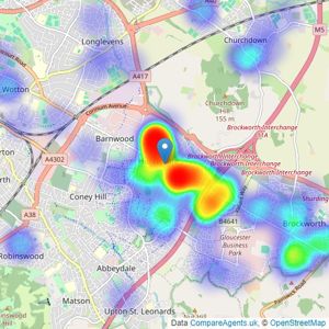 CJ Hole - Hucclecote listings heatmap