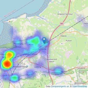 CJ Hole - Weston-super-Mare listings heatmap