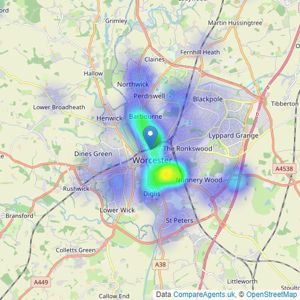 CJ Hole - Worcester listings heatmap