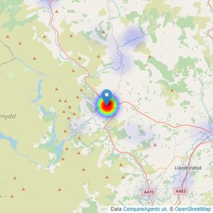 Clare Evans & Co - Rhayader listings heatmap