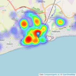 Clarkes Estates - Bognor Regis listings heatmap