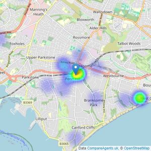 Clearwater Sales and Lettings - Poole listings heatmap