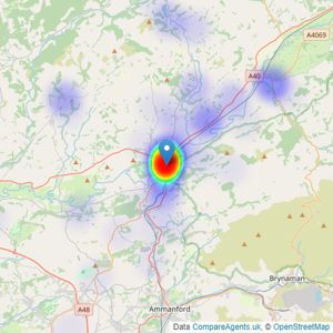 Clee Tompkinson & Francis - Llandeilo listings heatmap