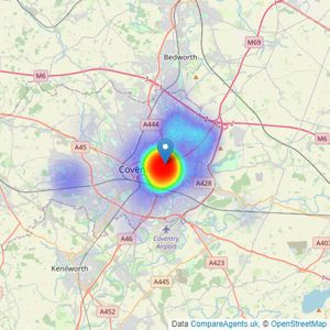 Cloud9 Estates Ltd - Coventry listings heatmap