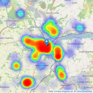 Coast & Country Estate Agents - Newton Abbot listings heatmap