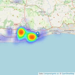 Coast & Country Real Estate - Worthing listings heatmap