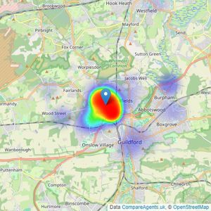 Cobbles Estate Agents - Guildford listings heatmap