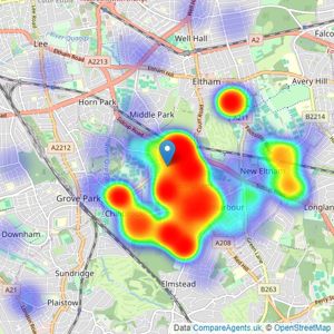 Cockburn Estate Agents - Mottingham- Sales listings heatmap