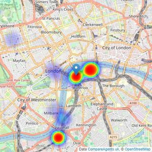 Coldwell Banker Southbank - London listings heatmap