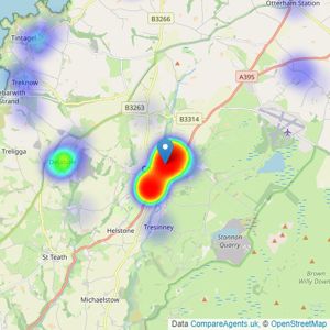 Cole Rayment & White - Camelford listings heatmap