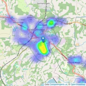 Cole's Estate Agents - East Grinstead listings heatmap