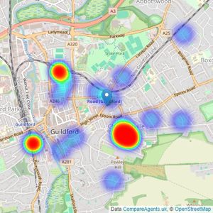 Collins Independent Estate Agent - Guildford listings heatmap