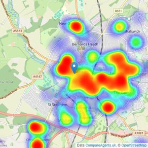 Collinson Hall - St Albans listings heatmap