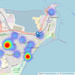 Compass One Stop Property Shop - Dovercourt listings heatmap