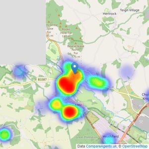 Complete - Bovey Tracey listings heatmap