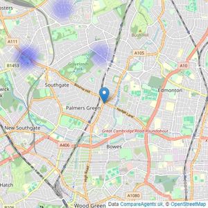 Connect Sales & Lettings - Palmers Green listings heatmap