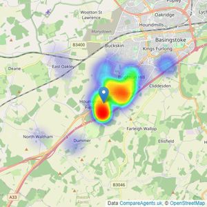 Connells - Basingstoke South listings heatmap