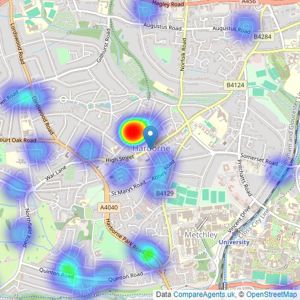 Connells - B'ham West - Harborne listings heatmap