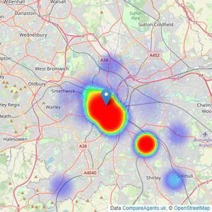 Connells - Birmingham City listings heatmap