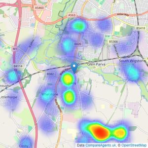 Connells - Blaby listings heatmap