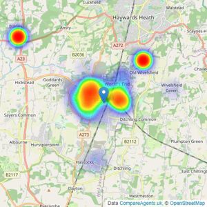 Connells - Burgess Hill listings heatmap