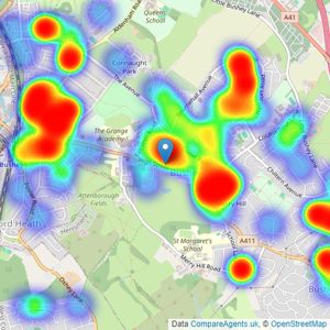 Connells - Bushey listings heatmap