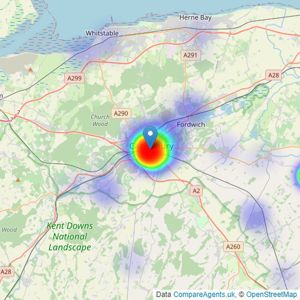 Connells - Canterbury listings heatmap